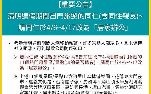 防疫升級！富邦金下令 連假去國家級警報點明起居家辦公12天