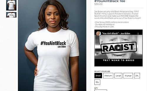 總統兼成衣業者？拜登「你就不算黑人」挨轟 川普再出短T嘲諷