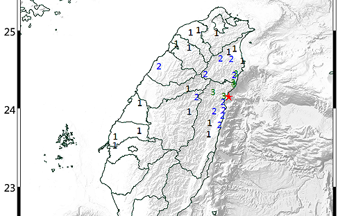 快訊》地牛翻身！1小時連2震 最大震度花蓮3級