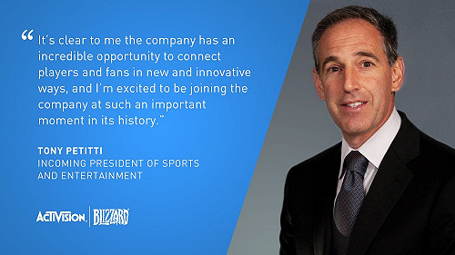 外媒爆：Tony Petitti辭去動視暴雪運動與娛樂總裁一職