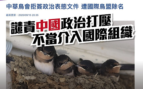 鳥會遭除名  民進黨：譴責中國打壓 連鳥都不放過
