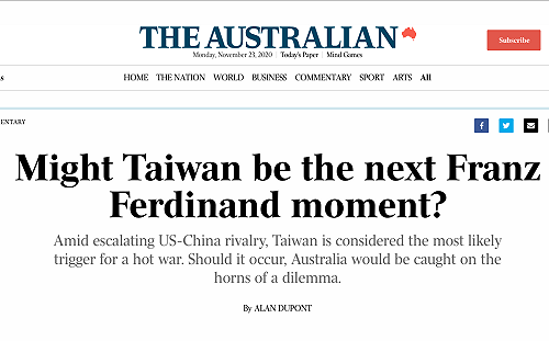 澳洲國安學者：失去台灣是場災難 澳洲需要在危機前站出來