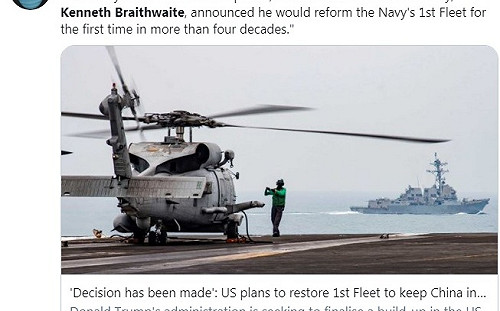 美軍為制衡中國重磅宣佈  第一艦隊時隔四十年重生  正式重返亞洲