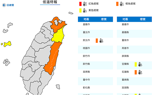 低溫特報新增宜蘭 共計4縣市探10度以下