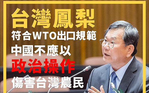 踹共!台灣鳳梨符合WTO出口規範  陳明文:中國政治操作抹黑台灣農業