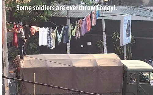 緬甸民眾將女裙高掛街頭 拖延軍警追捕速度