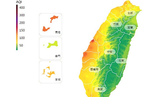 快訊》中部.雲嘉南.陽明.枋寮.馬祖 空品亮橘燈感族群注意