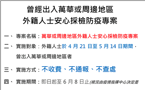 鼓勵萬華周邊外來人口免費接受採檢 共同防堵疫情擴散