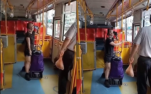 搭公車口罩戴下巴遭勸 中市悍婦咆哮：兩隻豬哥欺負我