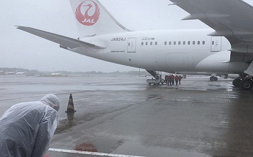 日航專機AZ疫苗起飛了！謝長廷於成田機場冒雨鞠躬：故鄉的人啊 望大家平安