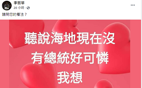 藍營高雄主委貼文「把台灣總統捐給海地」引眾怒