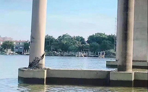 又見「豆腐渣」？廣州北斗大橋遭船撞擊 船輕傷橋柱嚴重斷裂