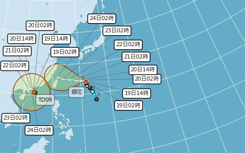 輕颱烟花與熱帶性低壓共舞 北桃熱爆東南有雷陣雨