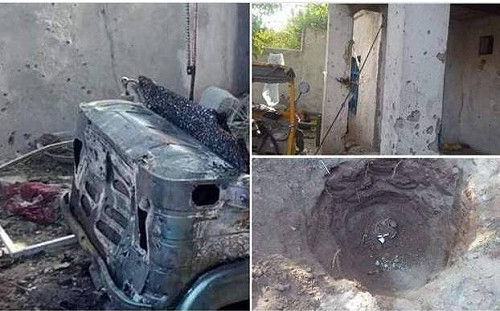 以牙還牙! 美國無人機轟炸ISIS-K據點  車輛焦黑、地面巨坑