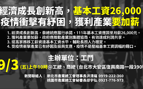 要紓困也要加薪 「工鬥」嗆聲要求基本工資2.6萬
