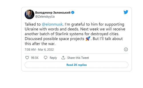 馬斯克說到做到!  烏總統推文曝新一批星鏈設備將送到