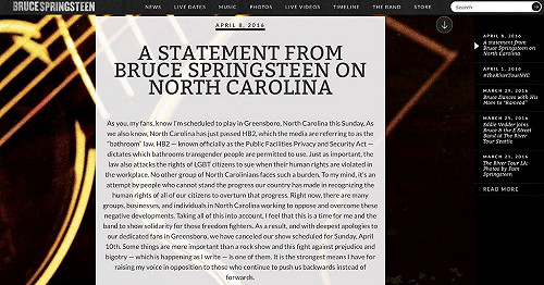 抗議北卡通過歧視LGBT法案 美搖滾歌手取消演唱會