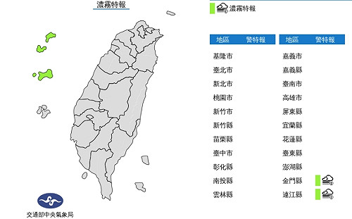 快訊》金門、馬祖濃霧特報 能見度不到200公尺