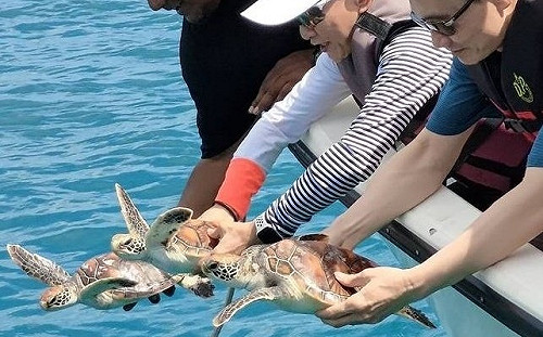 邀海洋大會各國賓遊水母湖 惠恕仁總統親自導覽