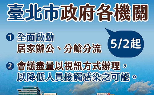 疫情延燒 北市府下週起啟動居家辦公、分艙分流