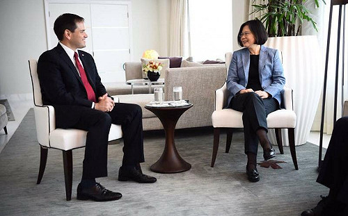 會蔡英文  美參議員盧比歐稱「台灣總統」