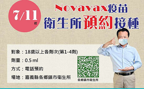 嘉縣＋672嘉市＋413！嘉縣Novavax疫苗11日起預約施打