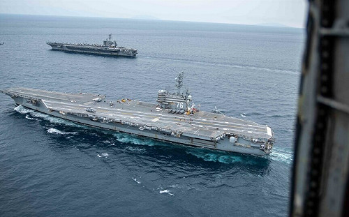 美航母雷根號打擊群逗留南海萬安灘兩天 將訪越南峴港