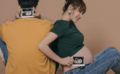 第一個父親節！粿粿臨盆倒數曝一家三口沙龍照