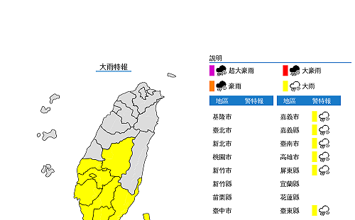 快訊》南部下大雨了！氣象局：8縣市大雨特報
