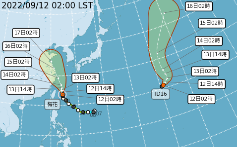 梅花颱風進逼10縣市豪雨警戒 又一熱帶低壓形成