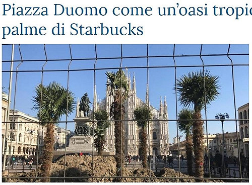 米蘭大教堂前種棕櫚樹 星巴克的主意挨轟