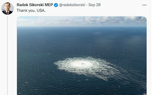 北溪管道連爆4破洞 波蘭前防長酸 :「謝謝美國!」美國務院反批：「荒謬」