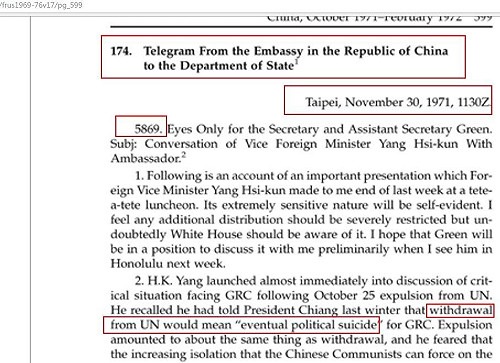 美國「台北5869」檔案解密／「蔣介石代表」被逐出聯合國秘辛！