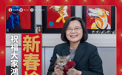 蔡英文除夕拜年祝鴻兔大展 「蔡想想」一臉厭世萌爆