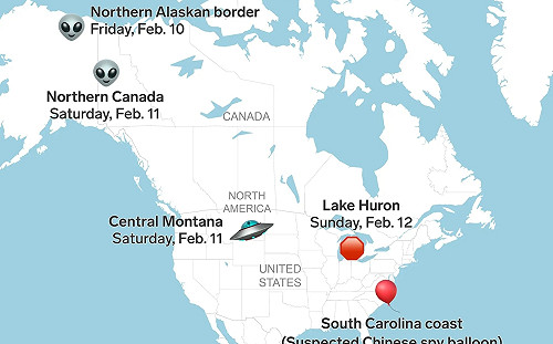 美連3天擊落「不明飛行物」搞得暈頭轉向？外媒整理地圖一次看懂 