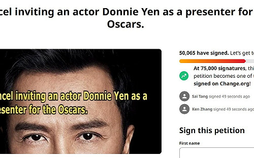 甄子丹稱反送中｢暴動｣近十萬連署抵制 王丹要在奧斯卡頒獎典禮抗議