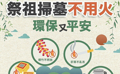 內政部消防署呼籲：清明掃墓不用火 確保安全又環保