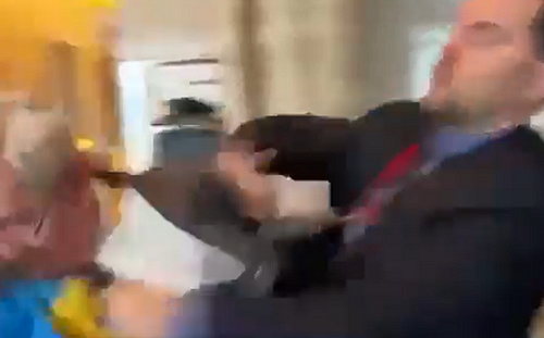 (影) 還我國旗 ! 烏克蘭議員在國際會議上開打 俄方遭打傷入院
