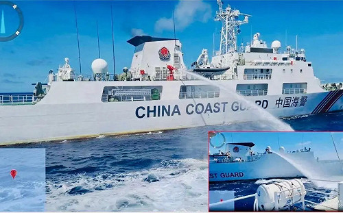 南海連兩日爆衝突！菲控遭射8次高壓水砲 中國海警批菲艇「衝撞刮蹭」 