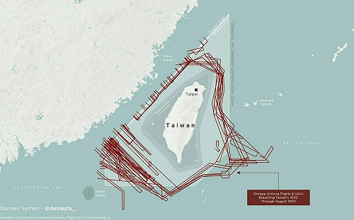密集恐懼！解放軍8月125機擾台視覺展示 「兵凶戰危」恐非形容詞