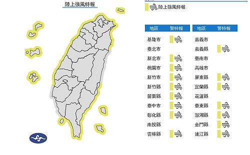 東北季風增強 10級陸上強風威脅嘉義以北16縣市