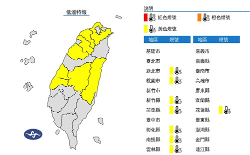 8縣市低溫特報!白天冷空氣減弱漸回溫 留意日夜溫差