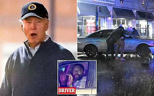 (影)瞠目結舌！拜登維安車隊不明原因遭衝撞 特勤急拔槍戒護