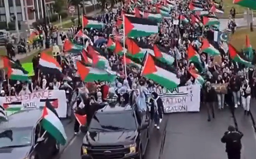 (影) 美密西根州「巴勒斯坦村」大遊行 民眾高喊把以色列人趕入大海