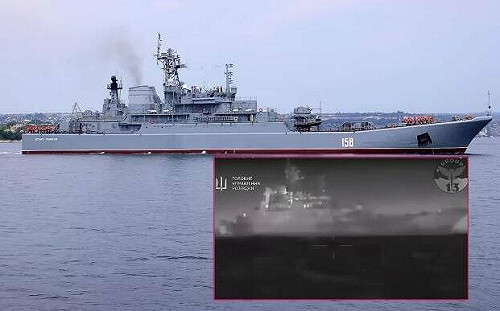 俄軍大型登陸艦在黑海遭擊沉 俄羅斯不甘示弱：擊落6烏克蘭無人機
