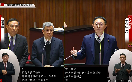 綠委質疑「豬肉門」恐為千面人事件 蔡清祥：台中地檢署了解中 