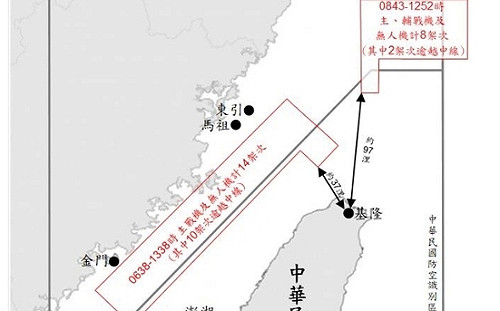 22共機.4共艦擾台 12架次闖海峽中線距基隆僅37浬