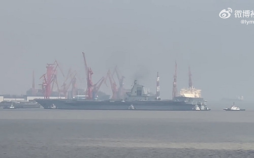5月1日至9日、洋山深水港東102公里處 中國第3航艦「福建號」海試