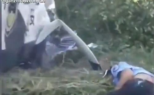 (影) 中共警車追電瓶車掉高架橋 數警躺平了! 民眾車被沒收 直接躺馬路等死