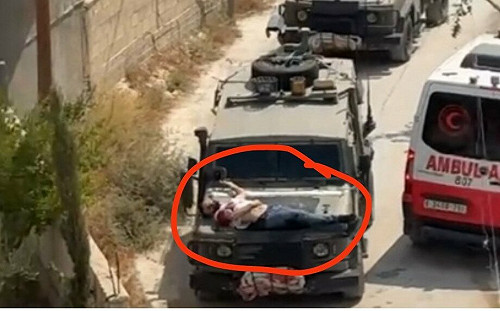 受傷巴勒斯坦人被放引擎蓋上當肉盾?  以軍行徑引發眾怒 以稱將詳細調查